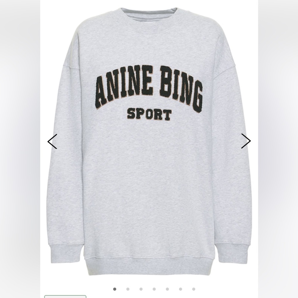 Anine Bing Tyler Logo Gray Crewneck Sweater Classic Design